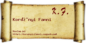 Korányi Fanni névjegykártya
