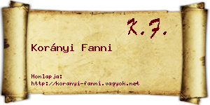 Korányi Fanni névjegykártya