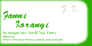 fanni koranyi business card